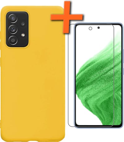Hoes - Met Screenprotector - Geschikt voor Samsung Galaxy A53 - Sterk & Shockproof - Back Cover - Siliconen Case - Telefoon Hoes - Geel