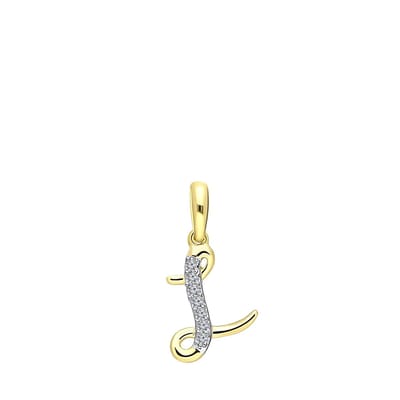 Lucardi Dames alfabet hanger met diamant (0,03ct) - Hanger - Cadeau - 14 Karaat Goud - Geelgoud