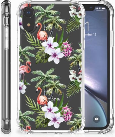 Apple iPhone Xr Case Anti-shock Flamingo Palms