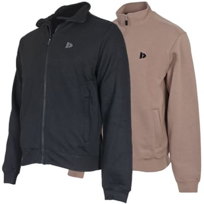 2-Pack Donnay - Sweater zonder capuchon (Bryan) - Sportvest - Heren - Black/Taupe-grey (724) - maat S