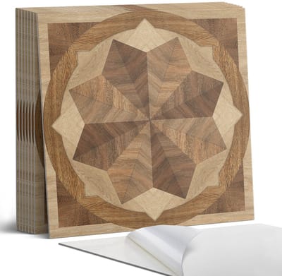 Coloray Plaktegels - Meerlagig geometrisch patroon Portugese Tegels - 30 cm x 30 cm - Bruin Plaktegels - 9 stuks - Vierkant PVC Tegels - Plaktegels Keuken - Zelfklevende Vloertegels - Vinyl Tegels - Zelfklevende Tegels
