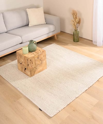 Wollen vloerkleed vierkant - Lett wit 250x250