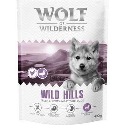 Wolf of Wilderness Junior "Wild Hills" Eend - graanvrij - 400 g: Nieuw Recept
