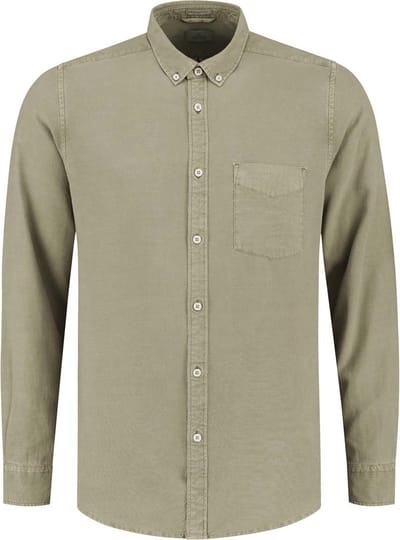 Dstrezzed Shirt Button Down Tencel - met lange mouwen - Heren Groen - Maat S