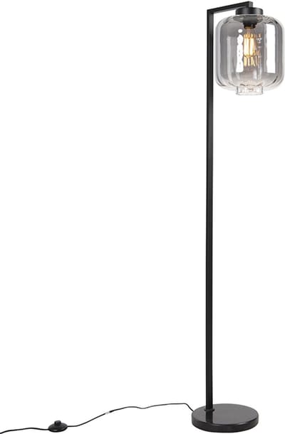 QAZQA qara - Design Vloerlamp | Staande Lamp - 1 lichts - H 1530 mm - Zwart - Woonkamer | Slaapkamer | Keuken