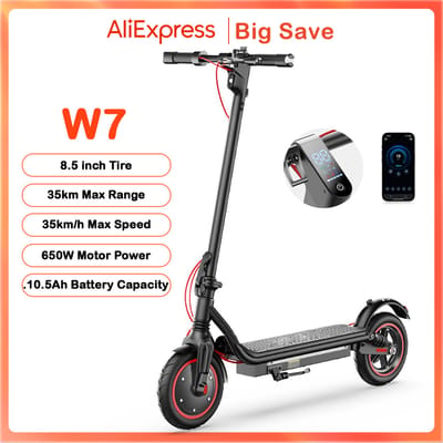 Elektrische Scooter W7 8,5 inch 36V 10,5Ah 650W motor 25-35km bereik 4 snelheidsstanden 35km/u dubbele schokdempers E-scooters