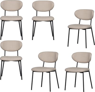 WOOOD Kjeld Eetkamerstoelen - Polyester - Naturel - Set van 6