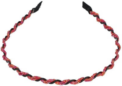 Haarsoires Haarband Diadeem 0,5cm – Zigzag met Kraaltjes – Zwart Roze Rood