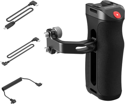 Zijhandgreep met Start/Stop Knop voor Opnames, Inclusief 3 Controlekabels, Geschikt voor Sony A7 III, Canon R5 II, FUJIFILM X-H2S en Panasonic S5 II