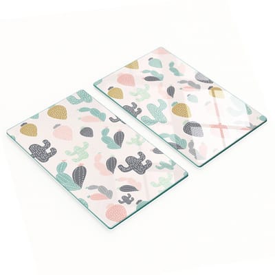 Decoratieve glazen snijplanken voor in de keuken met cactusafbeeldingen, 2x30x52 cm