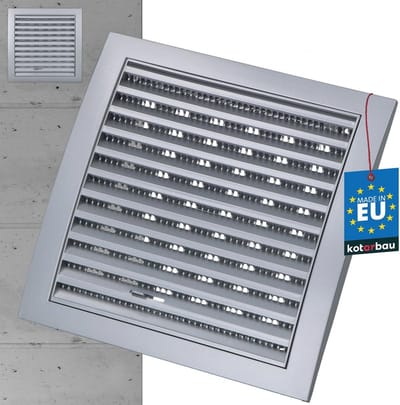 Ventilatierooster 190 x 190 mm met Insectenwering en Afsluitbaar Design