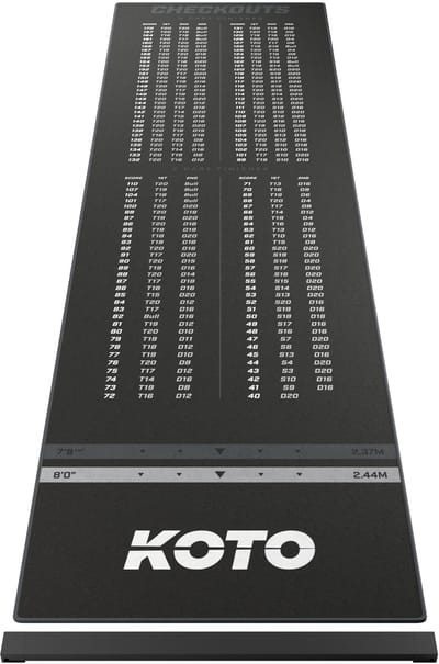 KOTO - Oche Carpet Checkout - Dartmat - Grijs 285 x 80 cm + Oche Score Indicator - Antislip