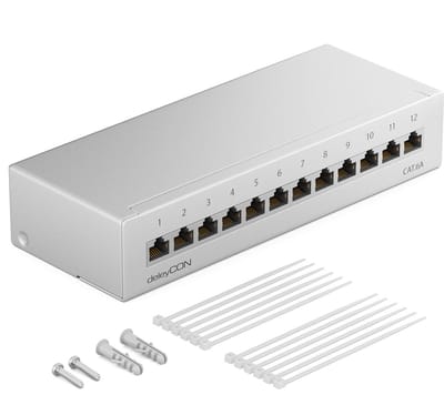 Netwerk Patchpaneel - LAN Verdeelveld - Netwerk Installatie - 12 Poorten Afgeschermd - 1U Hoogte - Lichtgrijs