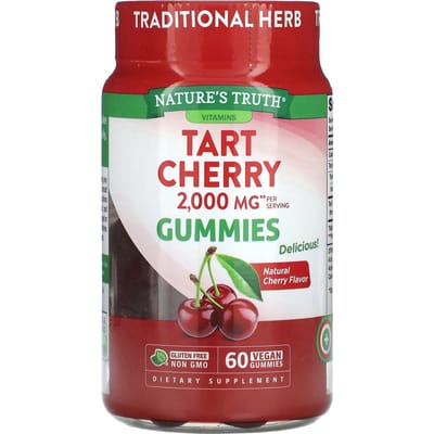 Nature's Truth, Zure Kers, Natuurlijke Kers, 2.000 mg, Vegan Gummibeertjes, 60 Stuks (1.000 mg per stuk)