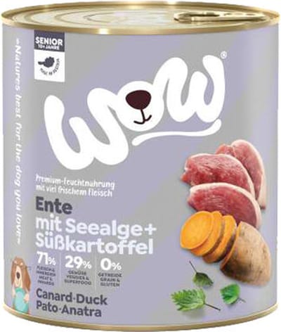 WoW Senior Hondenvoer - Blik - Eend - 6 x 800 g