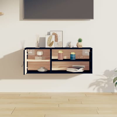 vidaXL - Wandkast - 80x30x30 - cm - massief - grenenhout - zwart