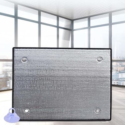KZQ 2 stuks raamfolie warmte reflecterend, aluminium folie isolatiefilm voor volledige verduistering en privacy, met zuignappen, UV-werend en hittewerend, geschikt voor glas, 50x100 cm