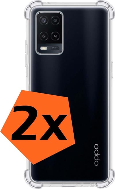 Hoes - 2 Stuks - Geschikt voor OPPO A54 - Sterk & Shockproof - Siliconen Case - Back Cover - Telefoon Hoesje Shock Proof - Transparant