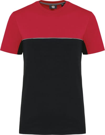WK. Designed To Work Ecologisch tweekleurig uniseks T-shirt met korte mouwen WK304 - BLACK / RED - 3XL