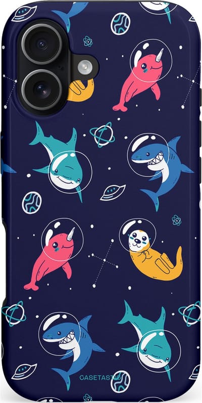 Casetastic hoesje geschikt voor Apple iPhone 17 - MagSafe - Dubbellaagse bescherming - Ruimte Oceaan Blauw - Fashion Case - Donkerblauw