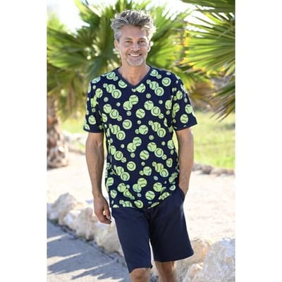 Ringella Katoenen heren shortama tennisballen Blauw man 50