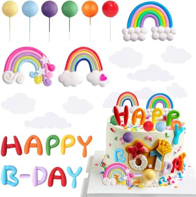 Rainbow taartdecoraties - 19 stuks - kleurrijke cake toppers - perfect voor verjaardagen - ShopVlot