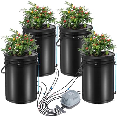 DWC Hydroponics Kweeksysteem Diepwatercultuur met Top Druppel 4 Bakken