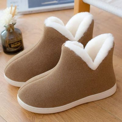 Dames Katoenen Schoenen Pluche Warme Laarzen Dames Comfortabele Huis Platte Schoenen Lichtgewicht Winter Pantoffels Heren Dames Binnen Pluche Schoenen 39 bruin
