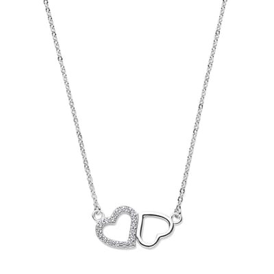 Zilveren Collier met Hartjes met Zirkonia’s