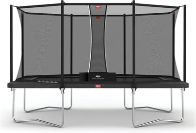 BERG Ultim Favorit Regular 410 Trampoline Op Poten - Safety Net Comfort - AirFlow Springdoek -Grijs