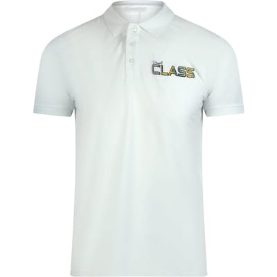 Cavalli Class Levendige Bloemenlogo Off White Poloshirt