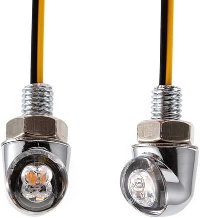Mini LED Motorfiets Indicatoren - Amber Zijmarker, 12V voor Custom Motoren, Choppers en Cruisers met 8mm Schroef