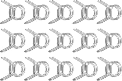 15 stuks 6mm Binnen Diameter Dubbele Draad Veer Klem RVS Verstelbare Klemmen voor Slangen, Brandstofleidingen, Siliconen Slangen en Waterbuizen