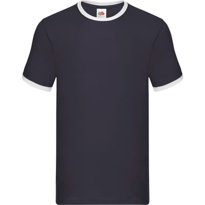 Fruit of the Loom Heren Ringer T-Shirt (Marine / Wit)