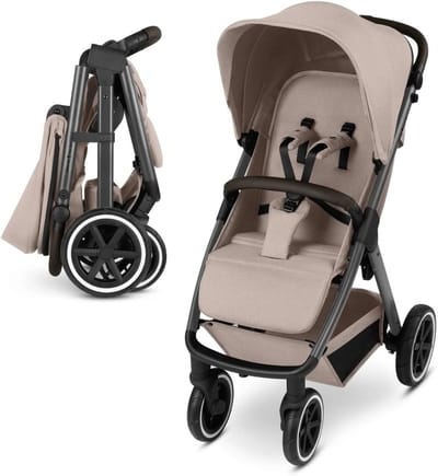 Luchtband buggy - Sportwagen - Comfortabel reizen - Met één hand opvouwbaar - Tot 22 kg - Camel