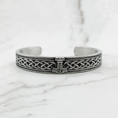 Mei's - Viking Thunder Hammer - armband heren - Mjolnir - RVS zilver - polsmaat 17-18 cm