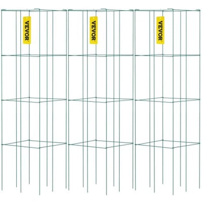VEVOR Tomatenkooien, 37 x 37 x 100 cm, set van 3 vierkante plantenkooien, robuuste groene tomatentorens van PVC-gecoat staal voor het klimmen van groenten, planten, bloemen en fruit