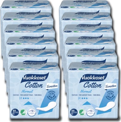 Vuokkoset Organisch Katoen - Maandverband - 12 x 14 stuks - Gevoelige Huid - Comfortabel - Nordic Swan Eco Label