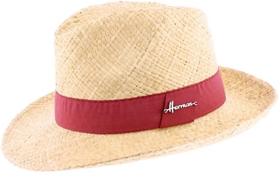 Herman chapeau été grand bord relevé à l'arrière en paille naturelle légère avec un ruban uni