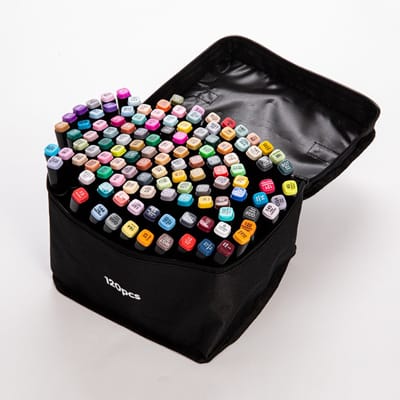 Markerset - alcohol markers - alcohol markers volwassenen - Meerkleurige olieverfset - Professionele illustratie- en designpenselen - Plastic etui - 120 kleuren