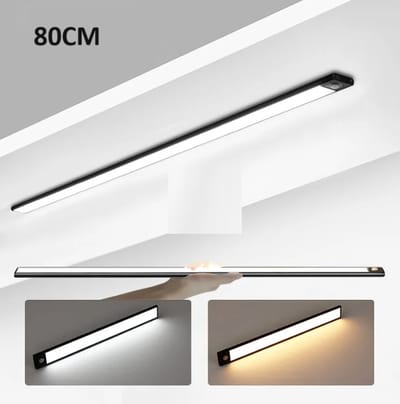 TLVX LED Lamp met Beweging Sensor Oplaadbaar / Draadloos / 5V / USB / Accu / 80CM / 152 LED’s / Dimbaar / Kastverlichting / Keuken lamp/ Instelbare Licht Kleur / Smart LED verlichting / Magnetische plakstrips / Light Motion Sensor / Zwart Frame