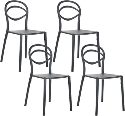 COVOLO - Tuinstoel set van 4 - Zwart - Polypropyleen
