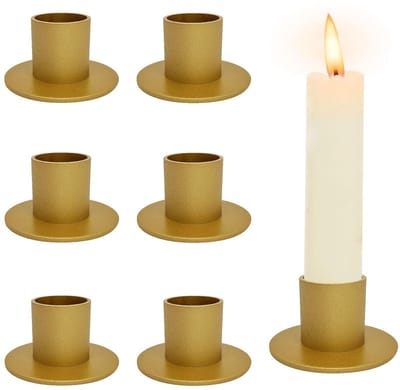 Dailygoods- Kandelaars Set van 6 - Retro Stijl - Gouden Kandelaar - Woonaccessoires - Waterdicht - Stevig Metaal - Perfecte Maat - Kaarsenhouder