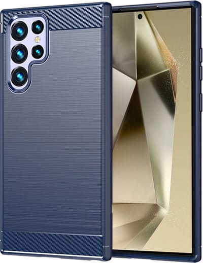 Hoesje geschikt voor Samsung Galaxy S25 Ultra - Techsuit Carbon Silicone Back Cover - Blauw