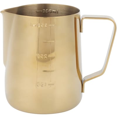 RVS Koffie Melk Opschuimbeker Schenkkan Jug met Schaal voor Thuis Koffie Latte ArtGoud 350ML goud