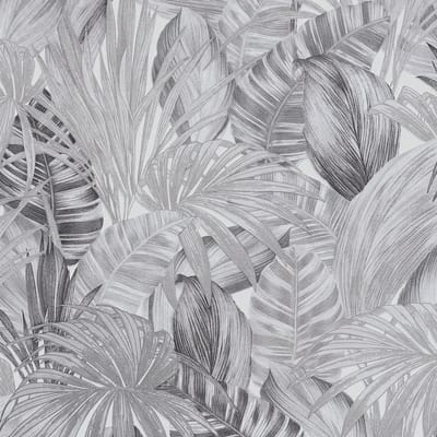 Natuur behang Profhome 368203-GU vliesbehang licht gestructureerd in jungle stijl glanzend zwart wit grijs 5,33 m2