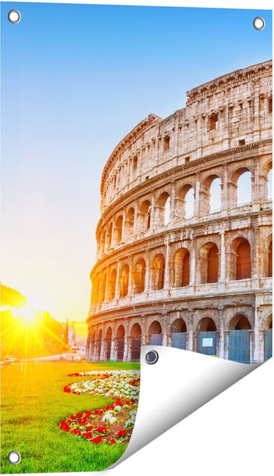 Gards Tuinposter Colosseum bij Zonsopgang in Rome, Itali� - 40x60 cm - Tuindoek - Tuindecoratie - Wanddecoratie buiten - Tuinschilderij