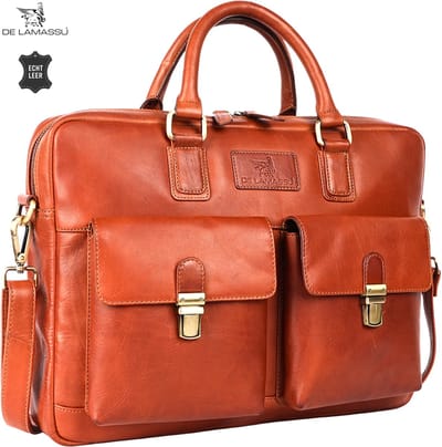 DE LAMASSU® (Raul) Leren Laptoptas 16 Inch – Echtleer – Met Organizer & Trolleyband – Premium Business Tas Unisex