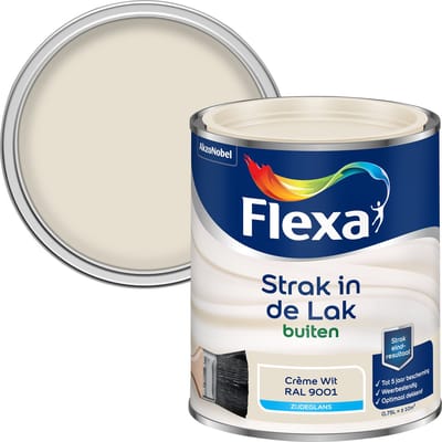 Flexa - Strak In De Lak Buitenlak Zijdeglans - Crème Wit / Ral 9001 - 750 Ml