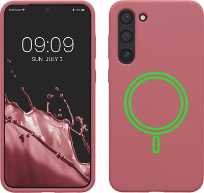 kwmobile telefoonhoesje geschikt voor Samsung Galaxy S23 Plus - Hoesje met magneet compatibel met MagSafe - Smartphone case in donkerroze